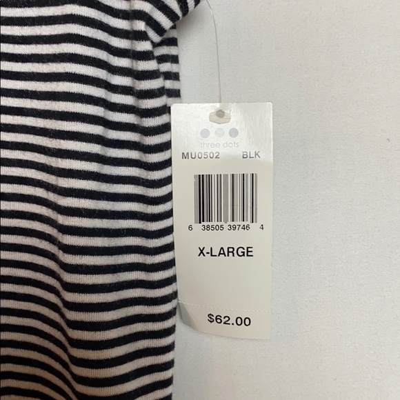 Three Dots | Black & White Striped Tank Top - Picture 3 of 5